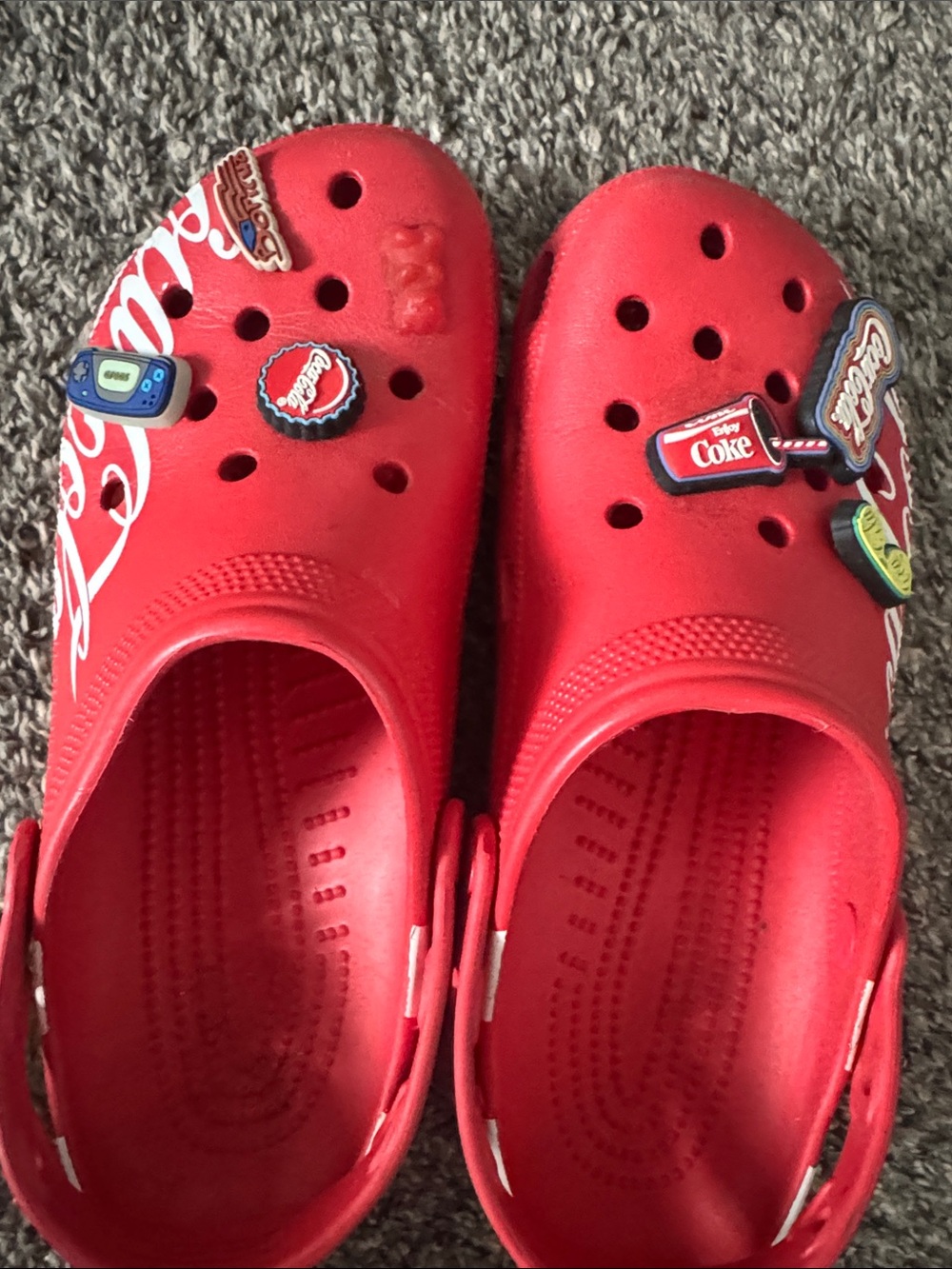 CROCS Red Slip-On Clogs with Fun Charms - Picture 2 of 4
